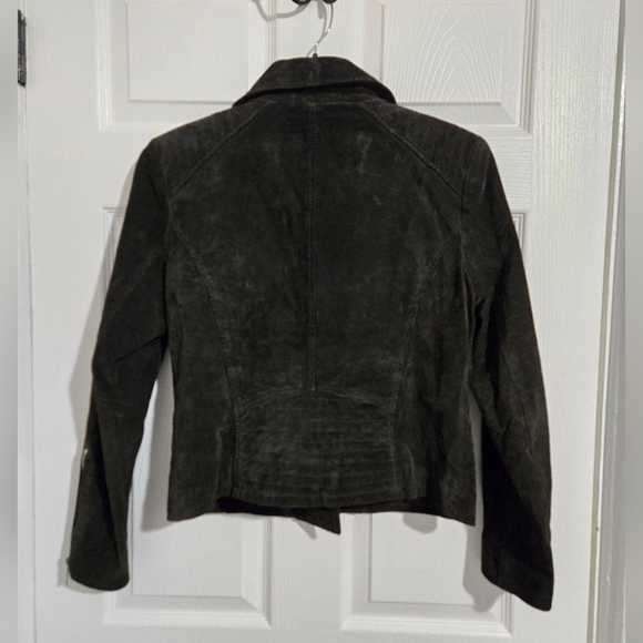 BCBGeneration Suede Leather Jacket Women's Size Large Dark Brown - Picture 3 of 13